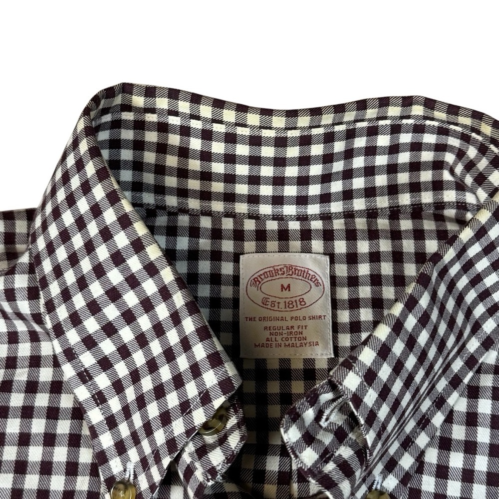 Brooks Brothers Men's Medium Plaid Flannel Button-Up Shirt Brown/white - Picture 2 of 3